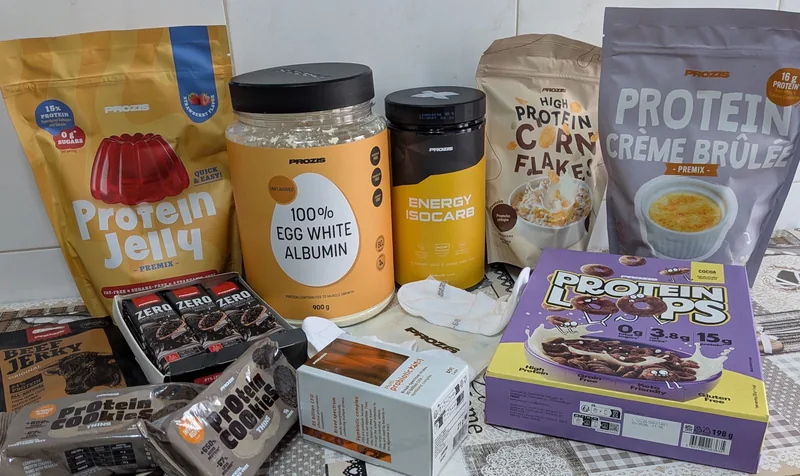 Produtos analisados na review da encomenda Prozis