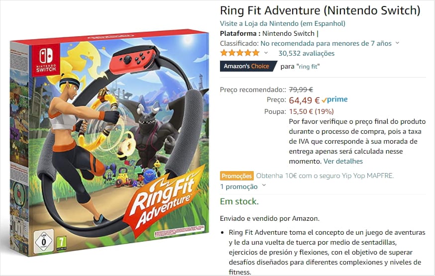 Jogo Ring Fit Adventure à venda na Amazon