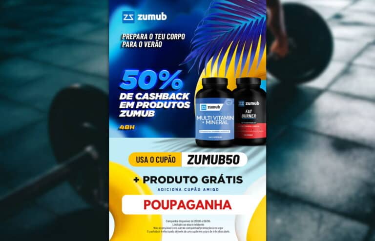 Oportunidade: Reembolso de 50% em produtos Zumub!