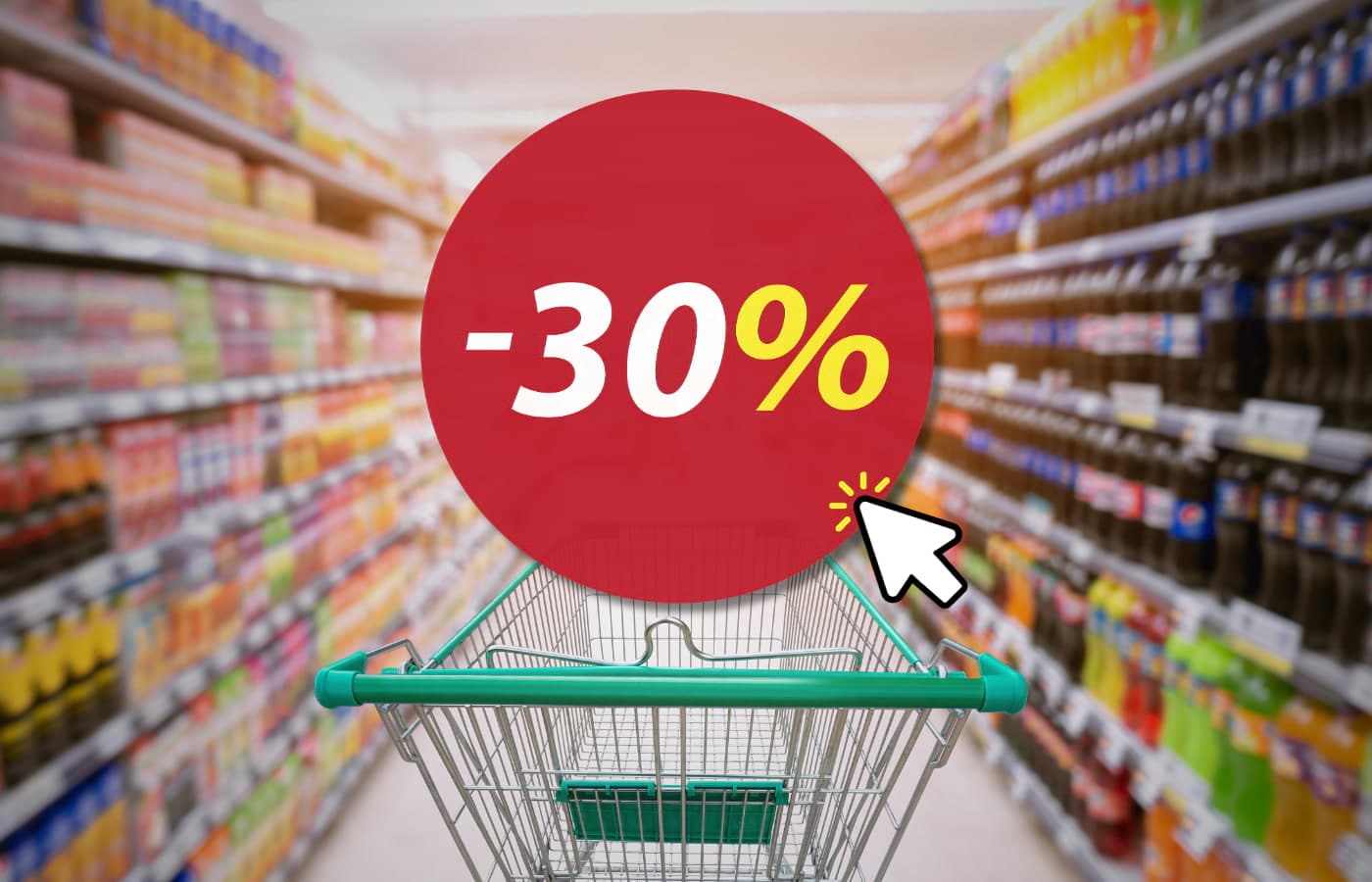 Desconto de 30% em compras em supermercados