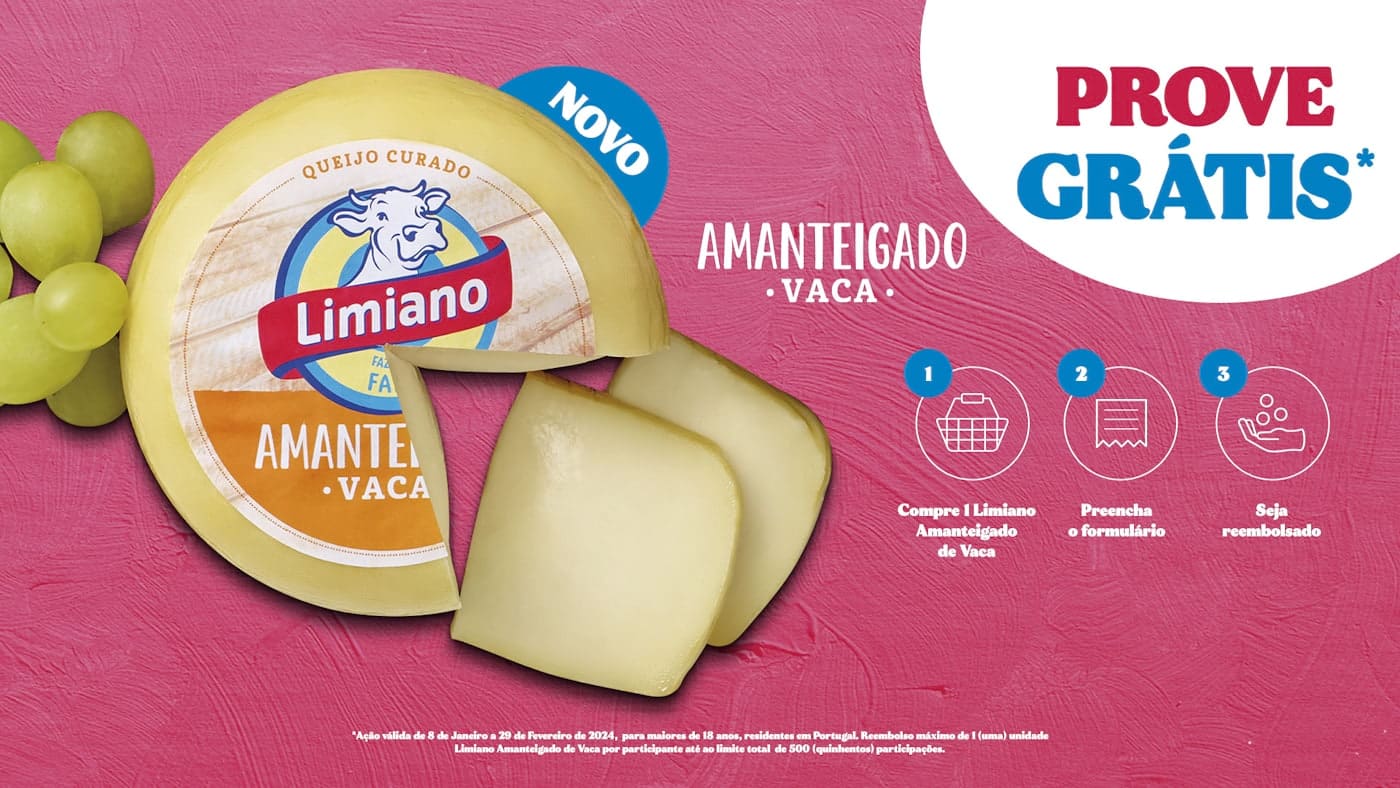 Prove grátis queijo Limiano Amanteigado Vaca