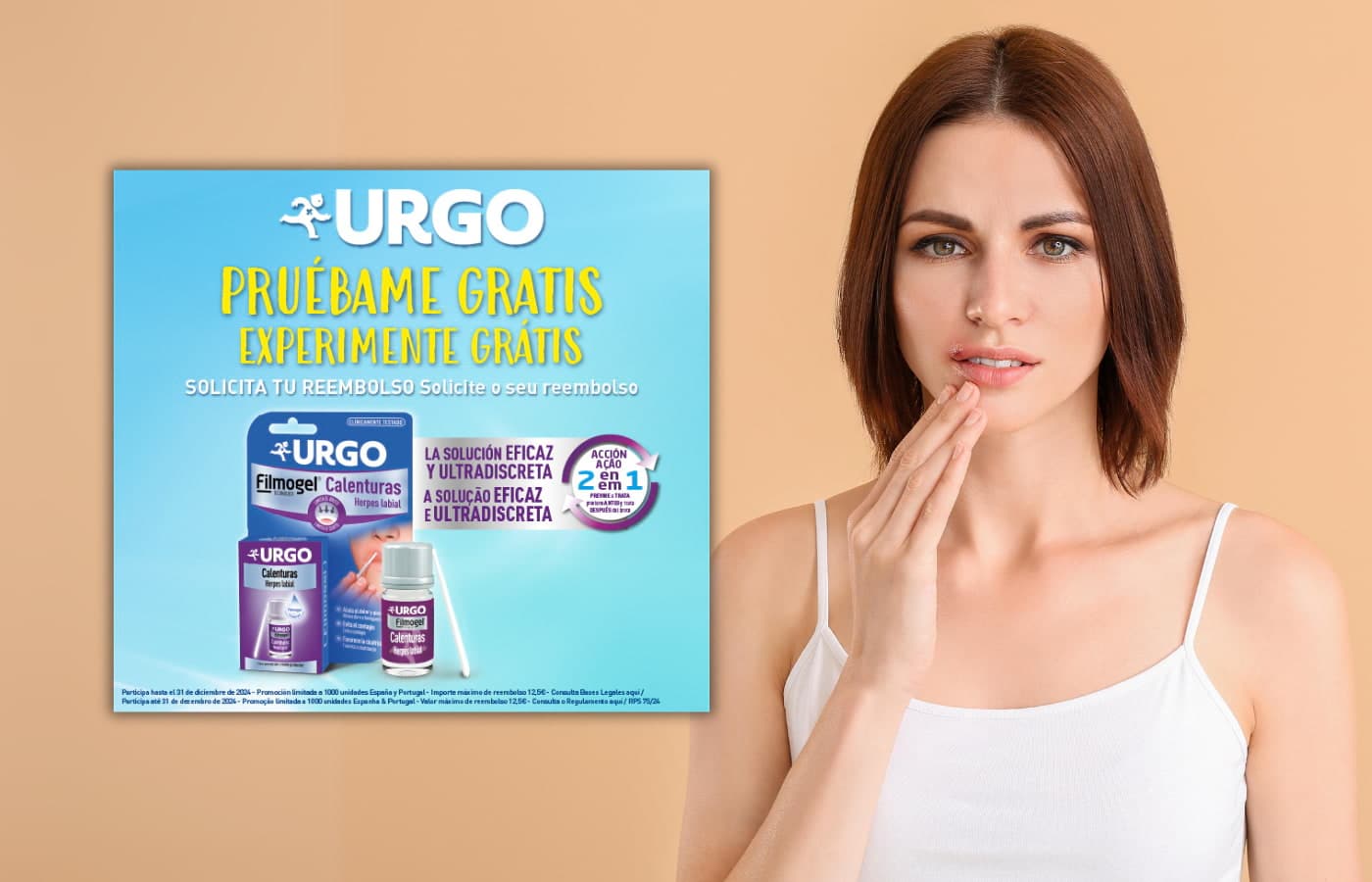 Experimente grátis Urgo Filmogel - penso líquido para herpes labial