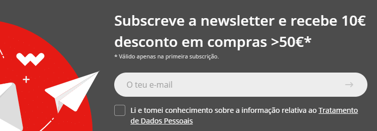 Formulário de subscrição da newsletter da Worten