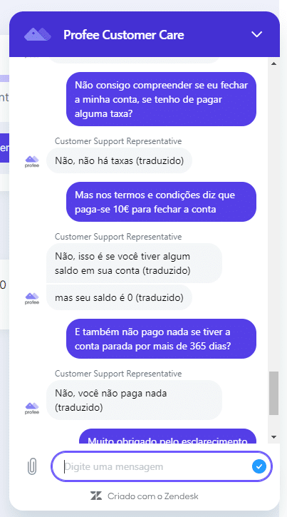 Esclarecimento da Profee relativamente ao pagamento de taxas por inatividade ou pelo fecho da conta