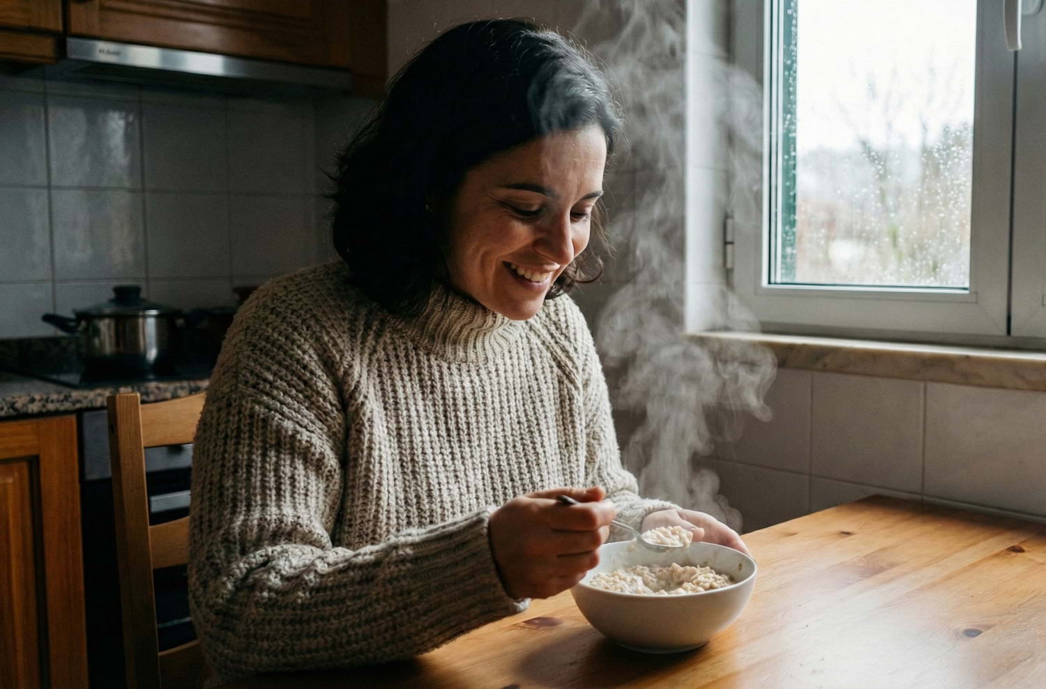 Comer papas de aveia no inverno 