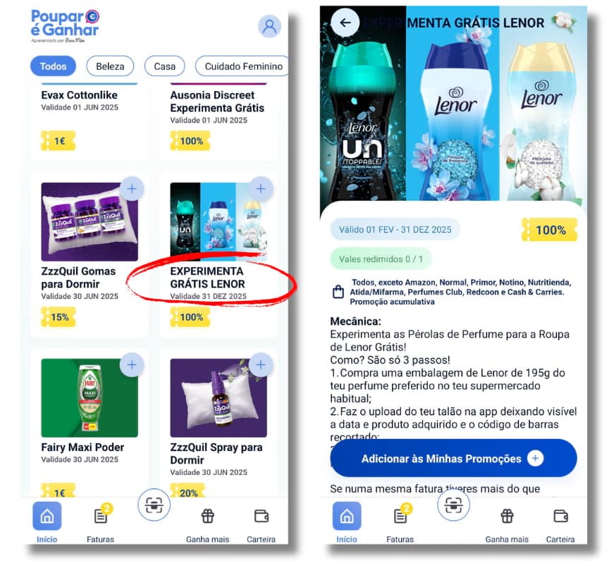 App Poupar é Ganhar - Reembolso Lenor