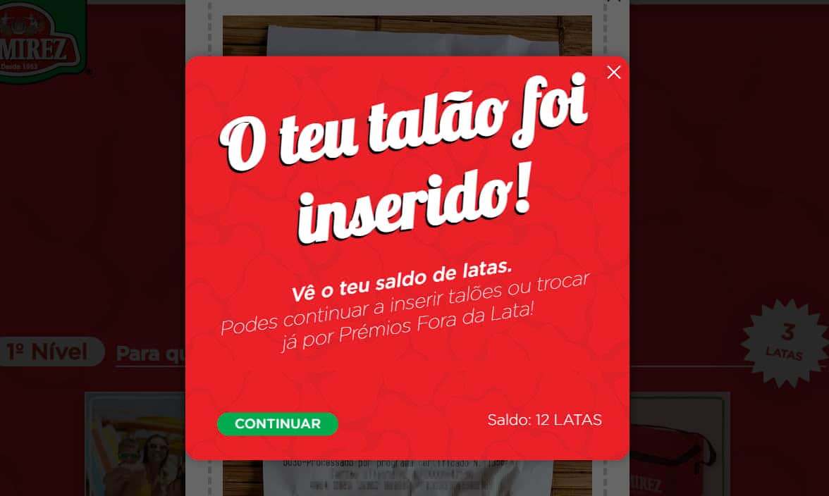 Ramirez - Prémios Fora da Lata - Submissão do talão de compra
