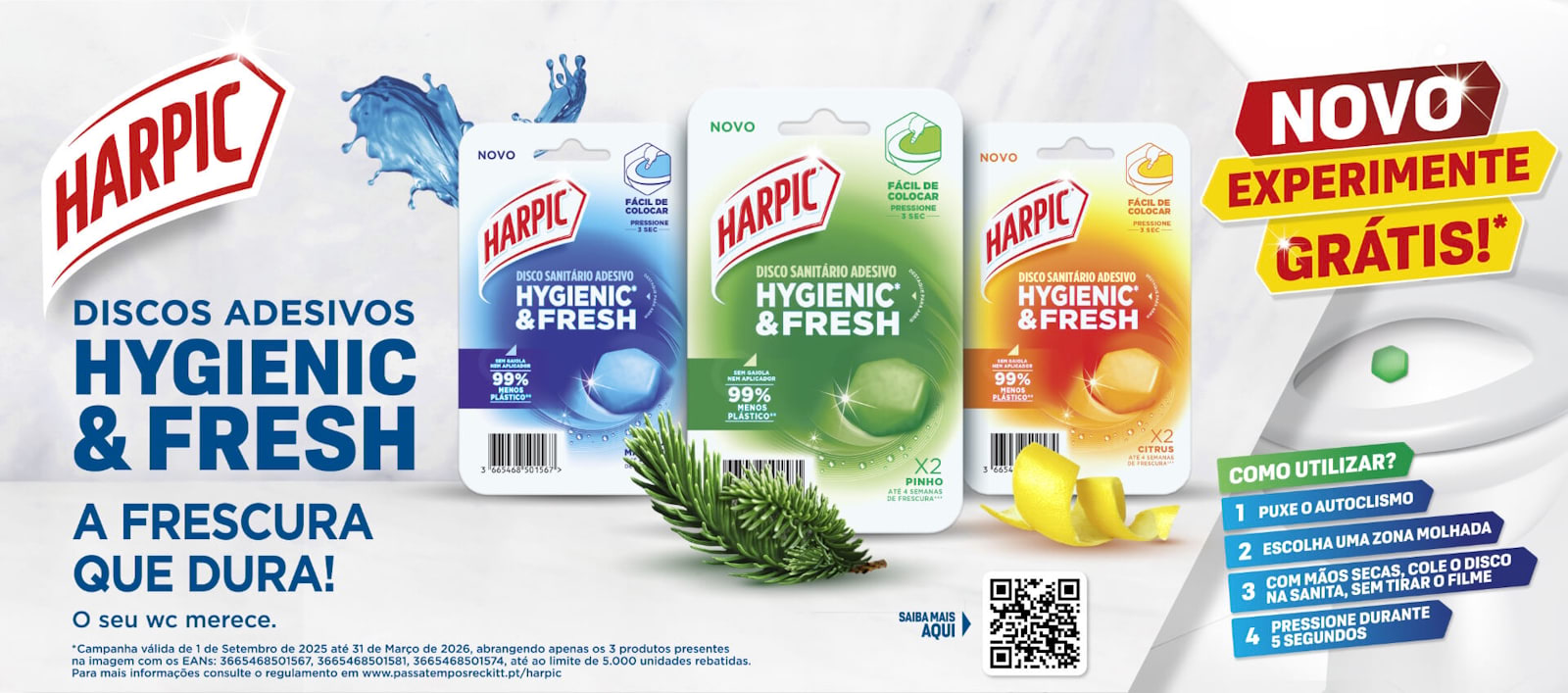 Experimente Grátis - Discos Sanitários Adesivos Harpic
