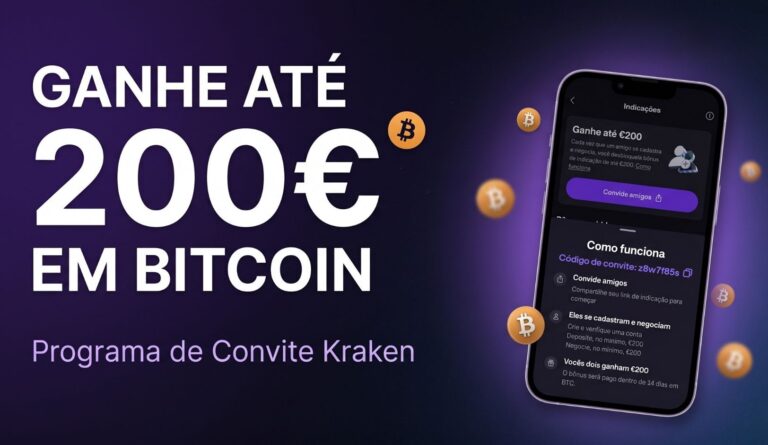 Programa de convite Kraken: ganhe até 200€ em Bitcoin