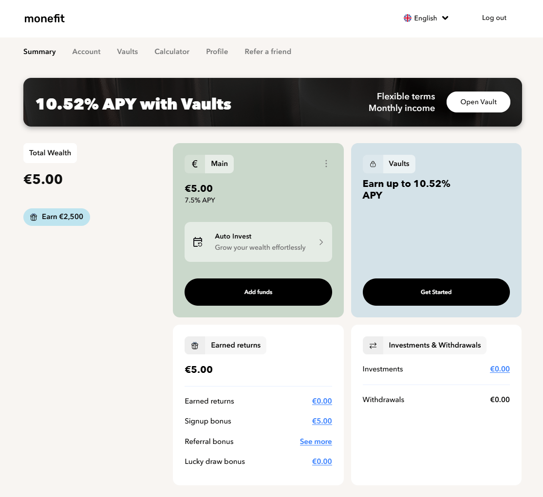 Monefit SmartSaver - Bónus Inicial