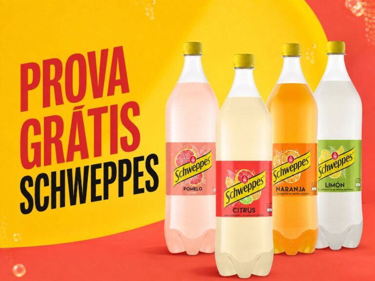 Campanha Prova Grátis Schweppes com garrafas Schweppes Pomelo, Citrus, Naranja e Limón