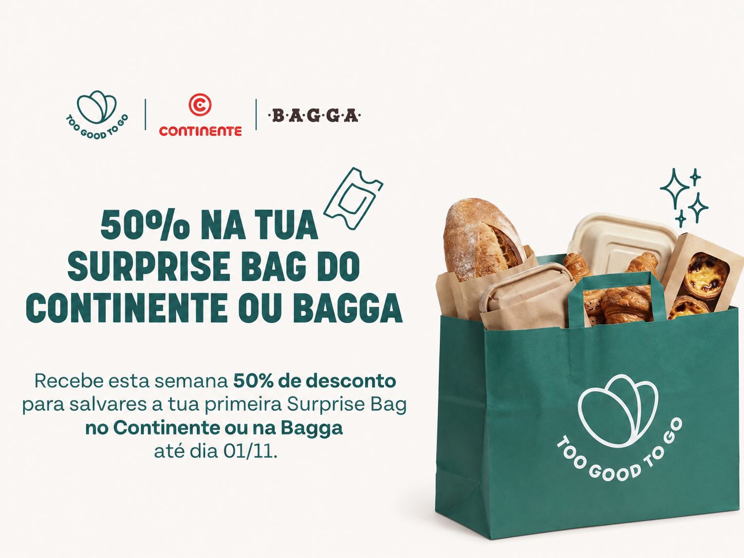 Too Good To Go com 50% de desconto no Continente ou Bagga