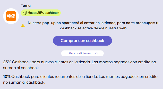 Cashback da TEMU na Bestprice