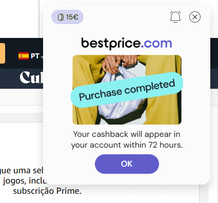 Bestprice - Mensagem de compra concluída na Amazon