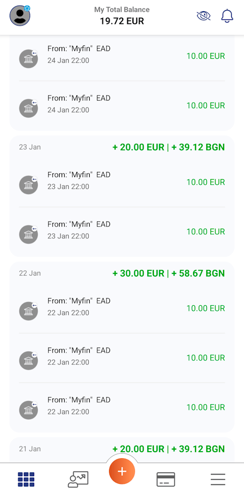 MyFin - Transações de ganhos com convidados