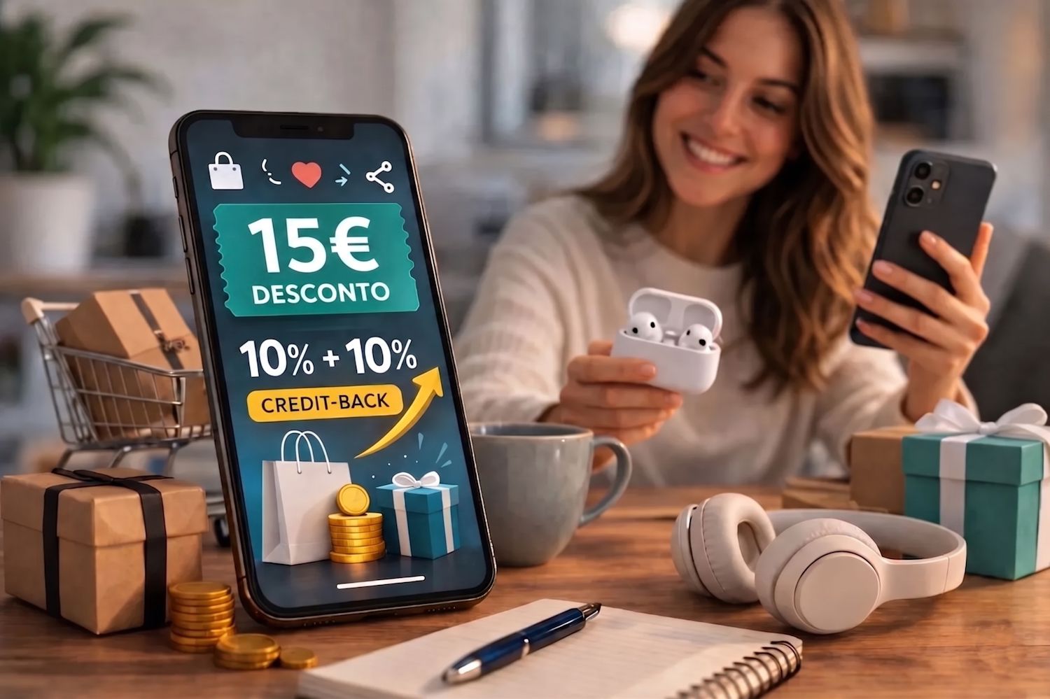 Desconto de 15€ em compras online com credit-back