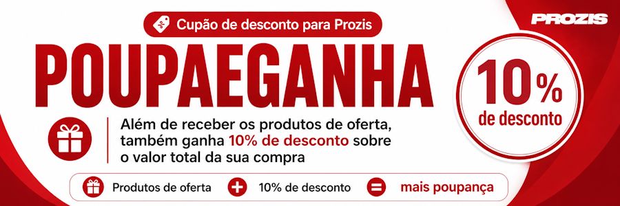 Cupão Prozis POUPAEGANHA com 10% de desconto e produtos de oferta
