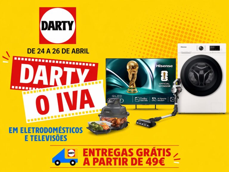 Darty O IVA: desconto em eletrodomésticos e televisões de 24 a 26 de abril