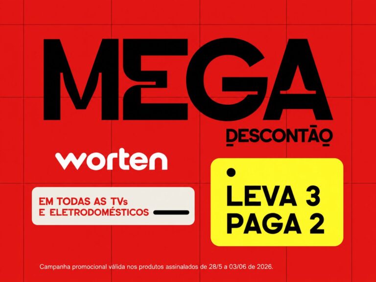 Mega Descontão Worten com Leva 3 Paga 2 em TVs e eletrodomésticos