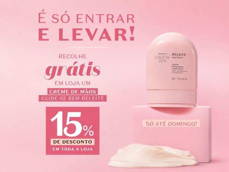 Creme de mãos oferecido como brinde grátis pelo Boticário