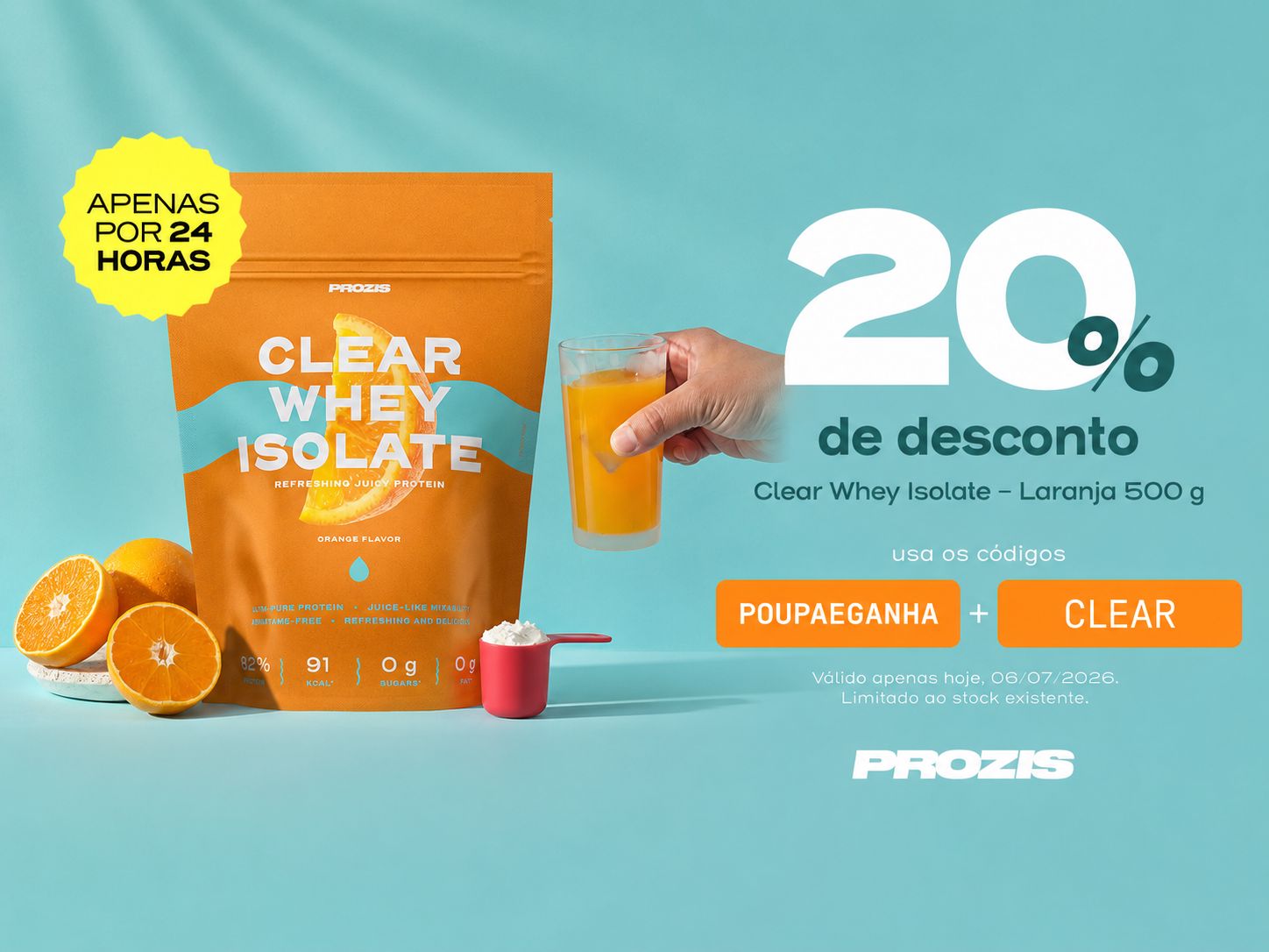 20% de desconto em Prozis Clear Whey Isolate Laranja