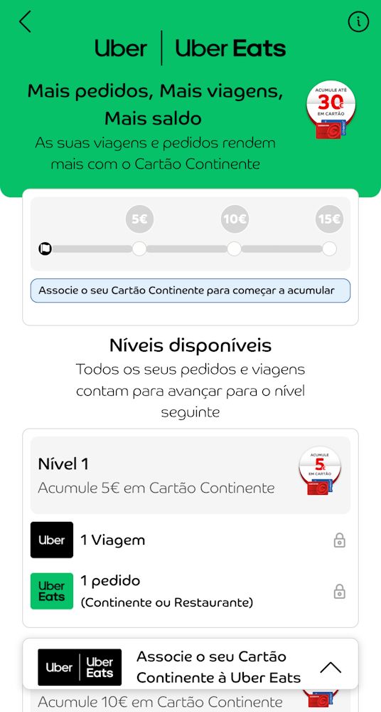 Parceria Cartão Continente - Uber