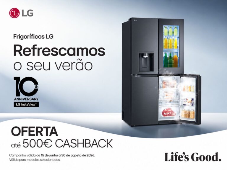 Campanha Verão Frio LG com oferta de cashback até 500€ em frigoríficos selecionados da marca LG