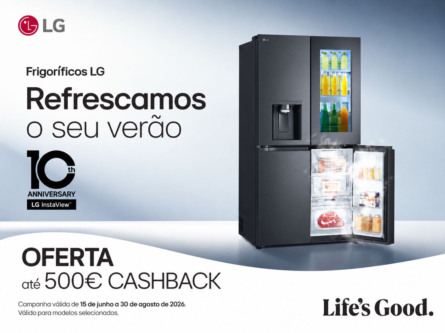 Campanha Verão Frio LG com oferta de cashback até 500€ em frigoríficos selecionados da marca LG