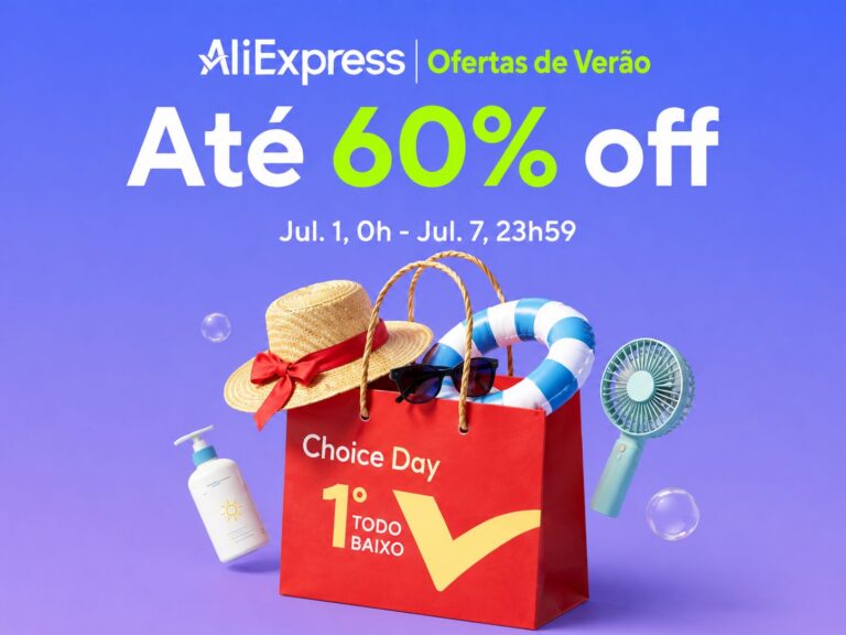 Campanha AliExpress Choice Day X Summer Savings com descontos até 60% em produtos selecionados