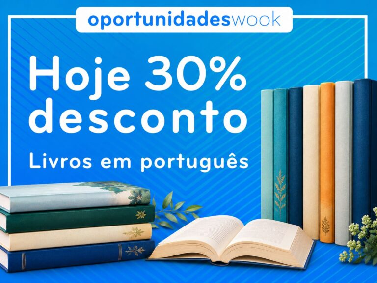 Promoção da Wook com 30% de desconto em livros em português