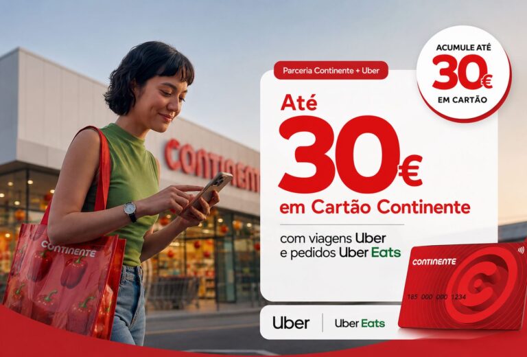 Cartão Continente e Uber: até 30€ em saldo