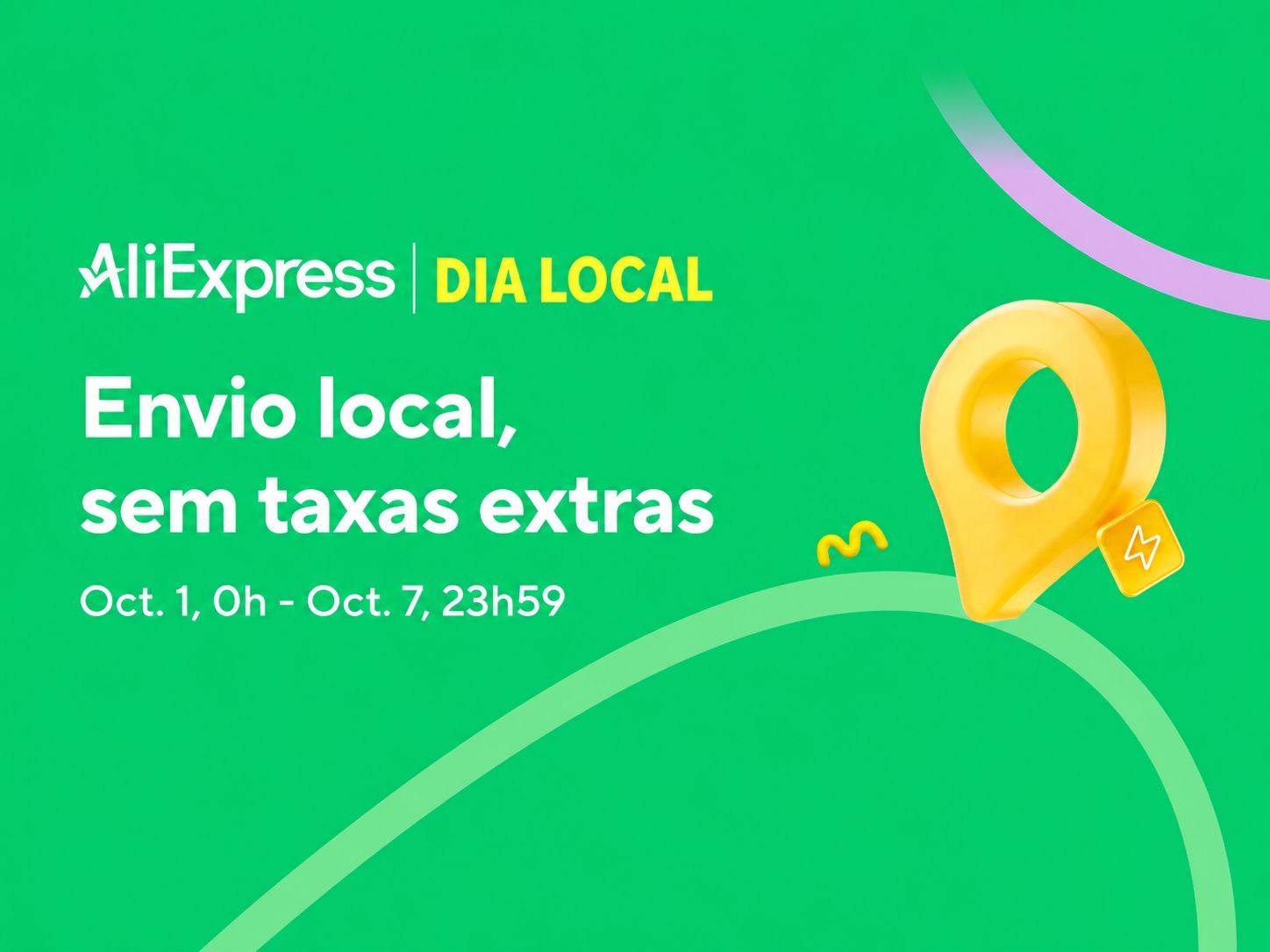 AliExpress Dia Local com envio local sem taxas extras, de 1 a 7 de outubro de 2026