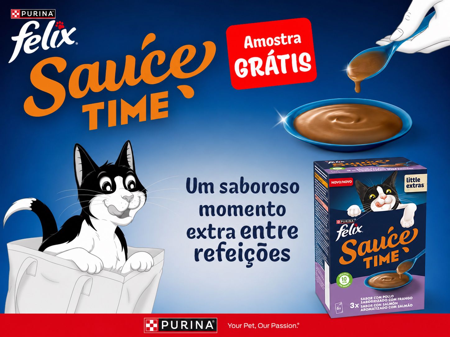 Campanha de amostra grátis FELIX Sauce Time para gatos