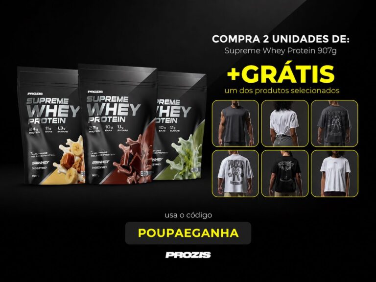 Compra de 2 Supreme Whey Protein 907g com oferta de um produto Iron Mode e código POUPAEGANHA