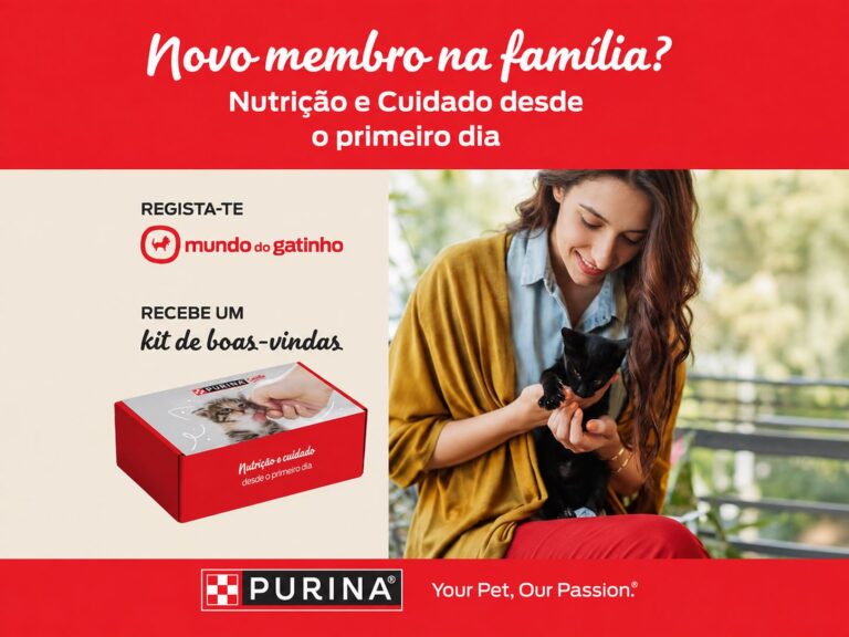 Campanha Mundo do Gatinho da Purina com um kit de boas-vindas para novos membros