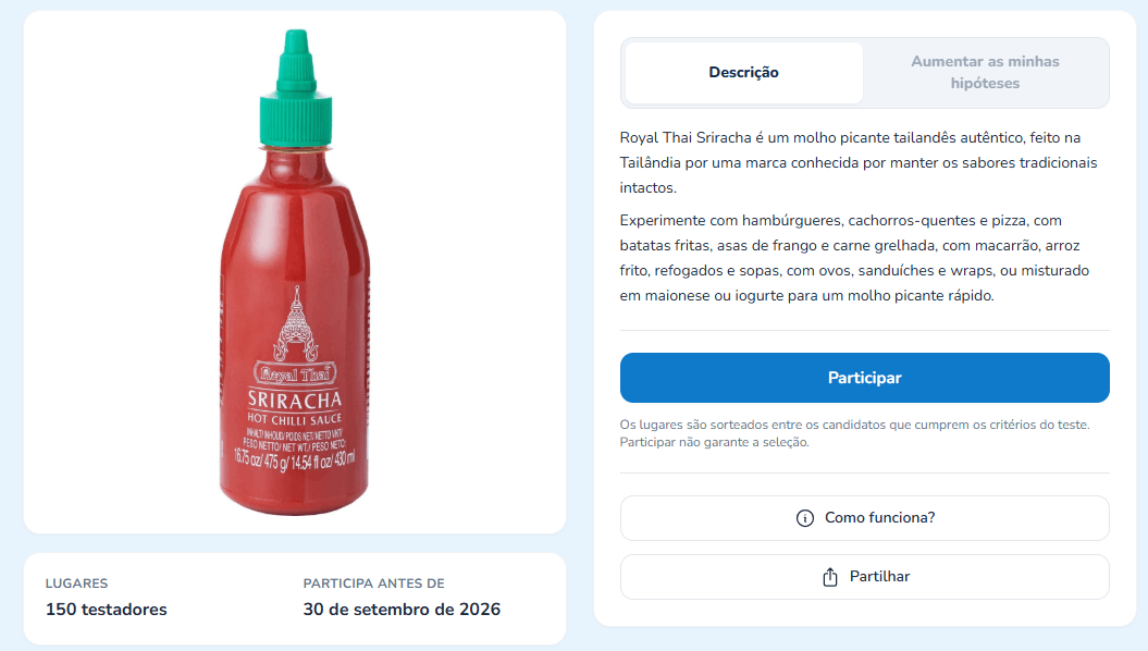 Royal Thai Sriracha Hot Sauce na plataforma OpinAgora