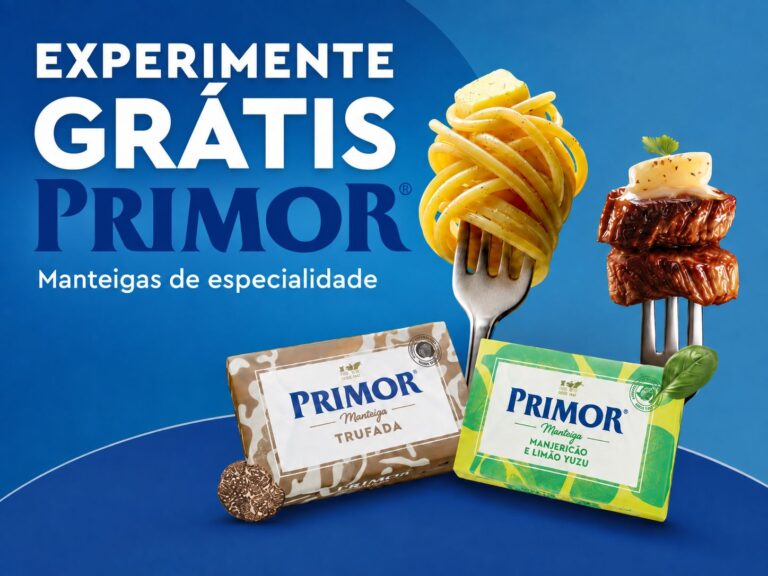 Manteigas Primor Trufada e Manjericão e Limão Yuzu em campanha Experimente Grátis