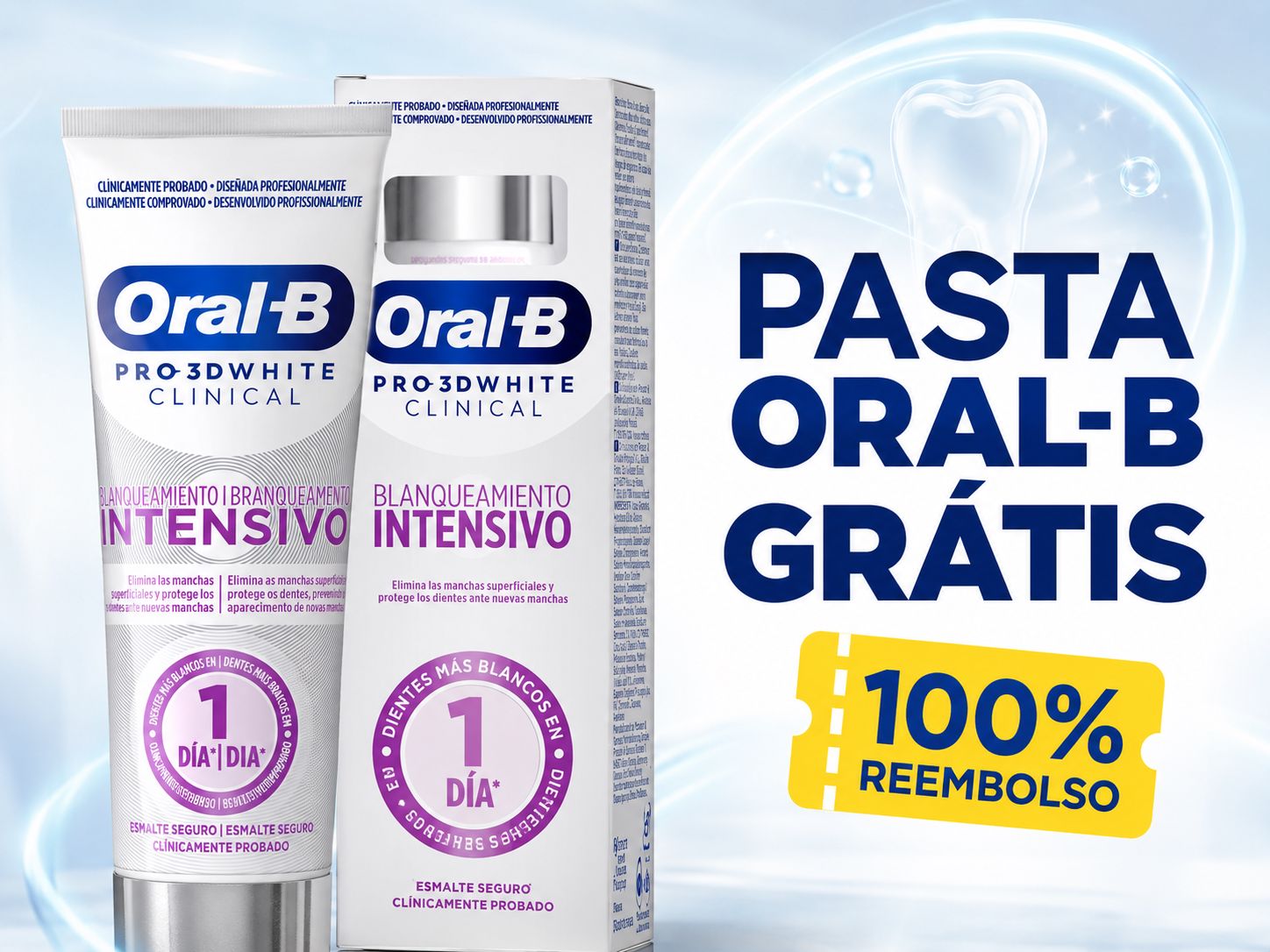 Pasta de dentes branqueadora Oral-B grátis através de reembolso na app Poupar é Ganhar