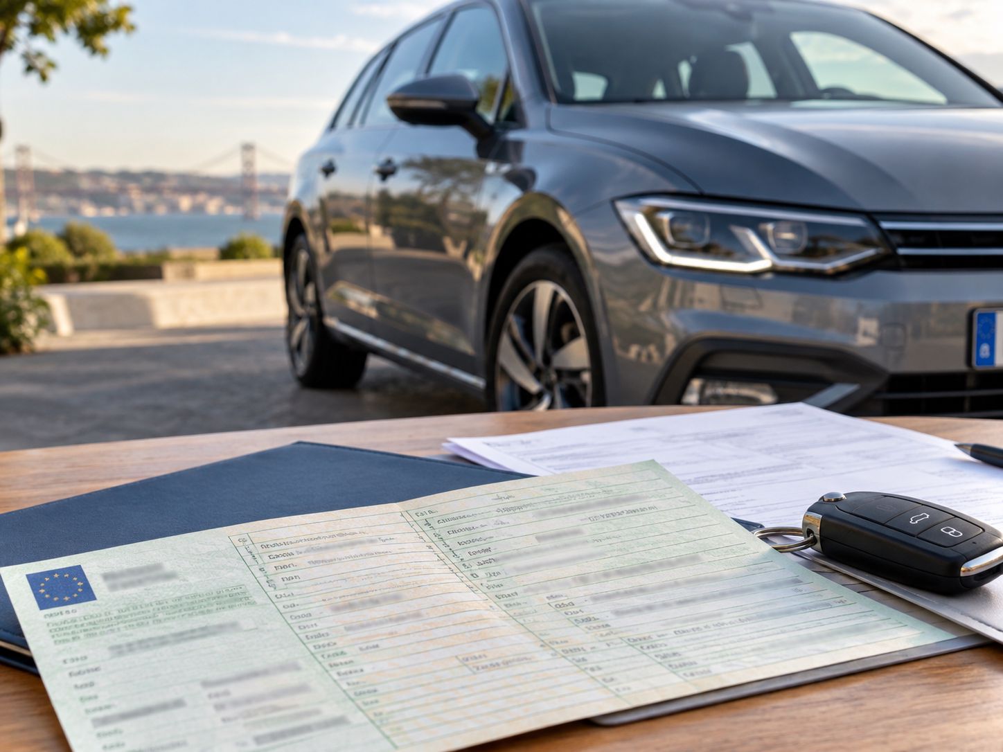 Documentação e Certificado de Conformidade junto a um carro importado em Portugal