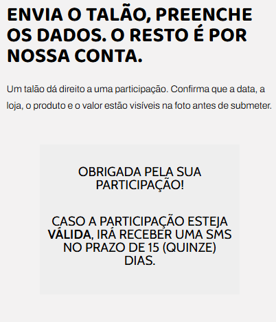 Confirmação da participação na campanha Vileda Punch