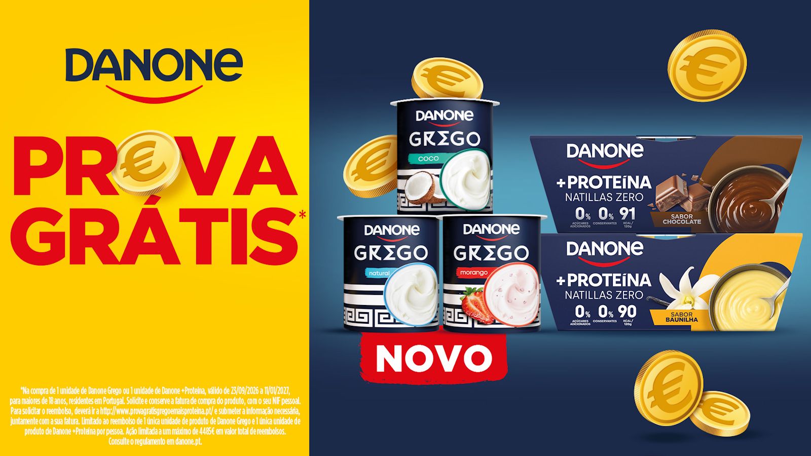 Campanha Danone Prova Grátis com iogurtes Danone Grego e sobremesas Danone +Proteína