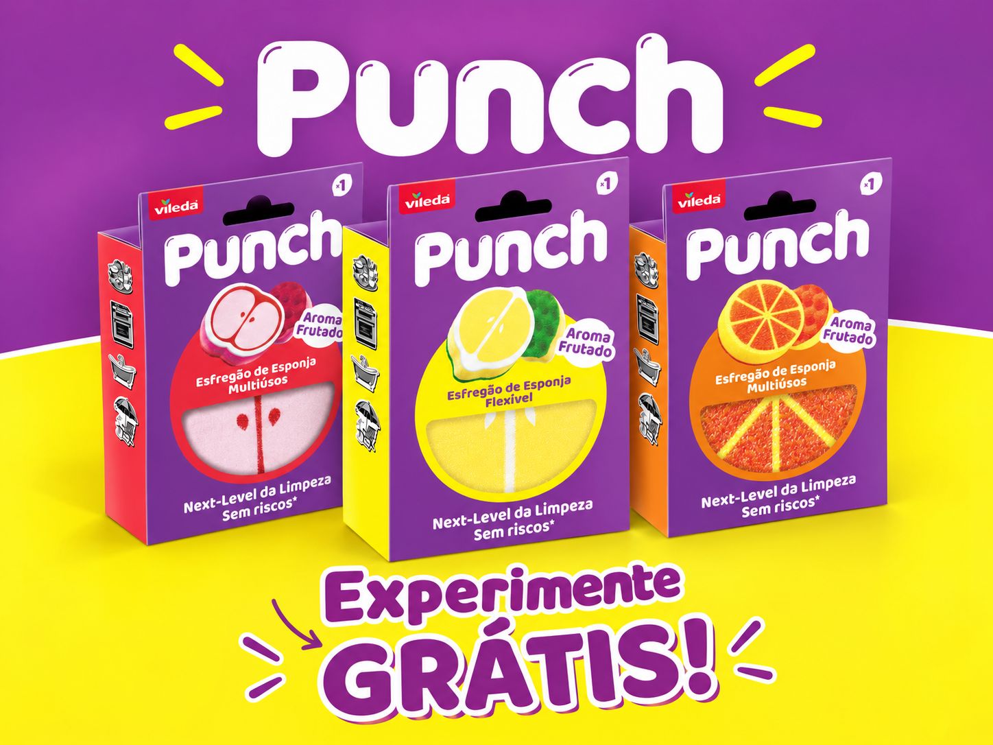 Experimente grátis os esfregões Vileda Punch