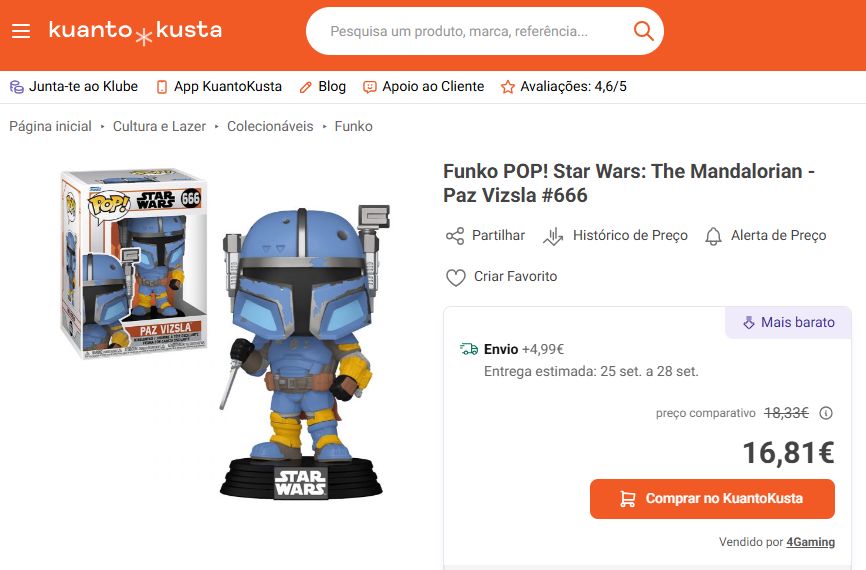 Funko Pop! Paz Vizsla de Star Wars no KuantoKusta por 16,81€