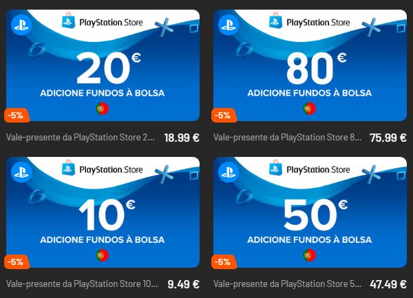 Gift cards PlayStation à venda na Instant Gaming