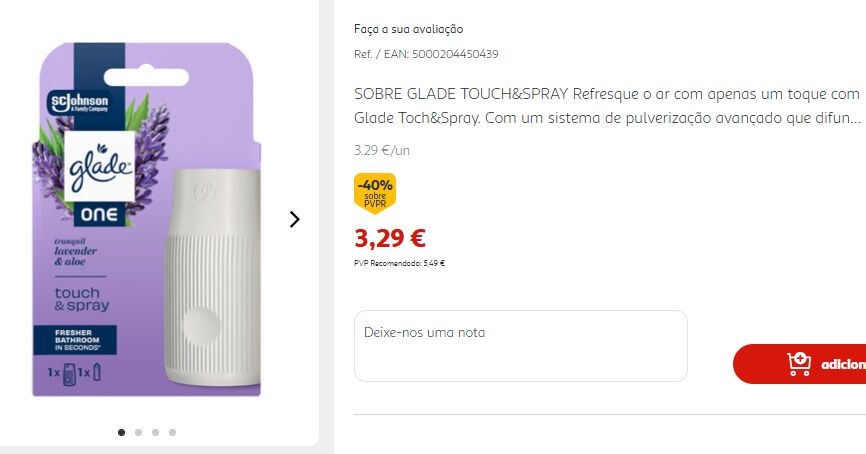 ambientador glade one t&s lavender à venda no Auchan com 40% de desconto