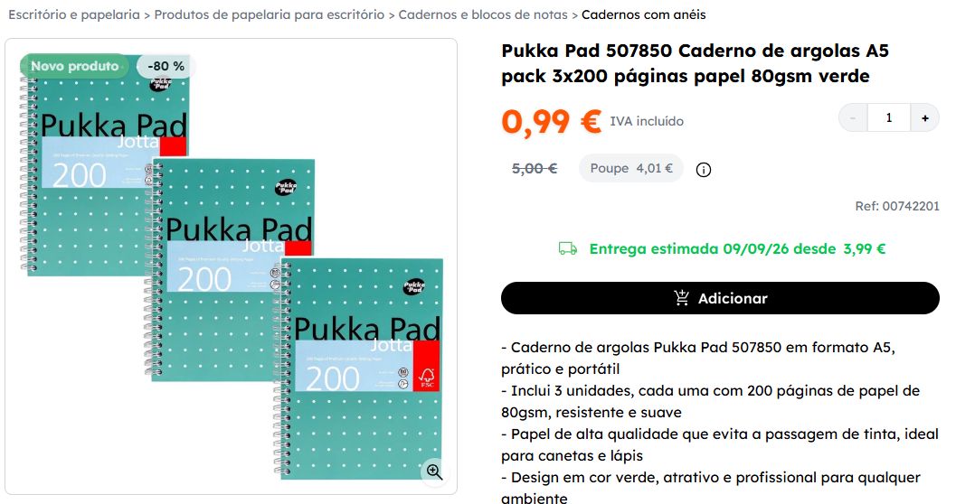 3 cadernos Pukka Pad por menos de 1€ à venda no Outlet-PC