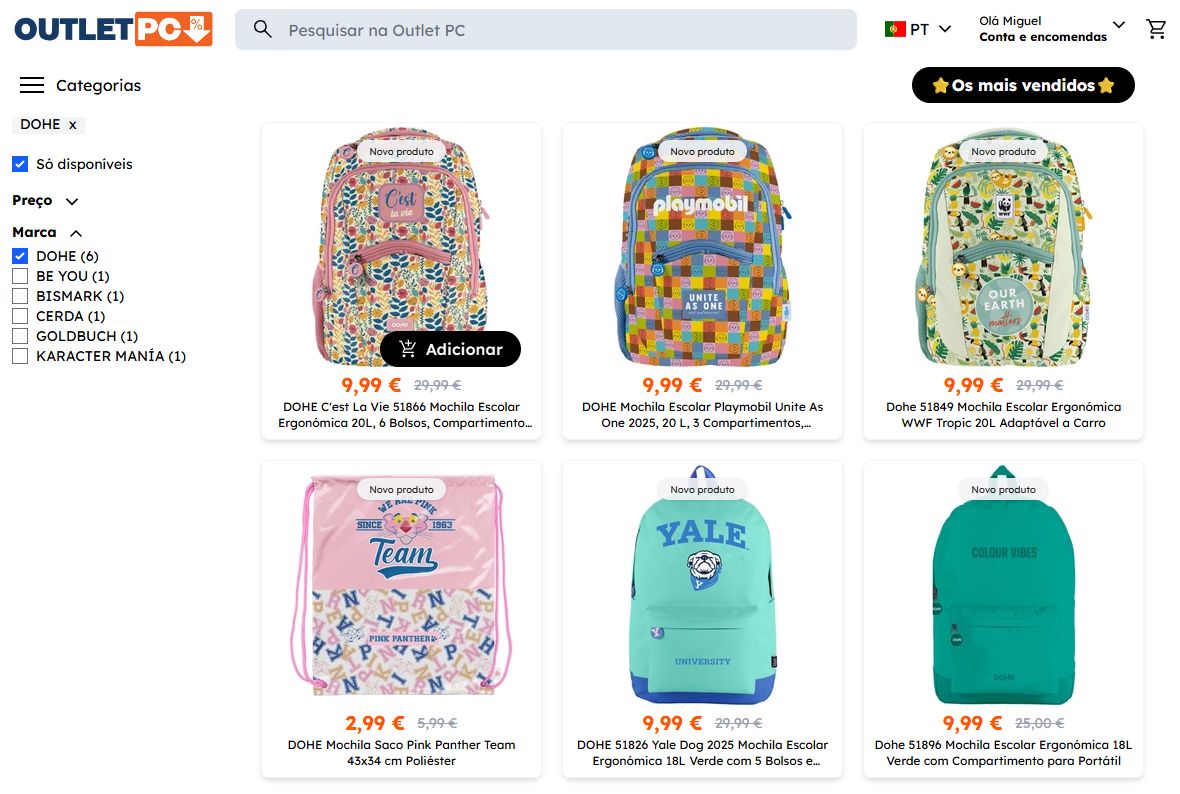 Mochilas escolares Dohe à venda no Outlet-PC