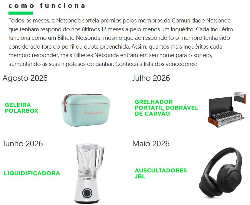 Alguns dos muitos prémios que a Netsonda já ofereceu