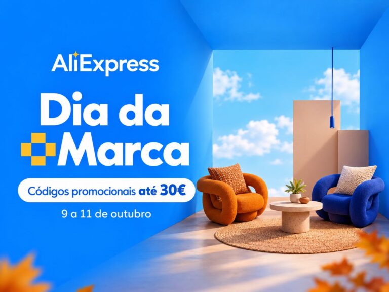 AliExpress Dia da Marca com códigos promocionais até 30€, válidos de 9 a 11 de outubro de 2026