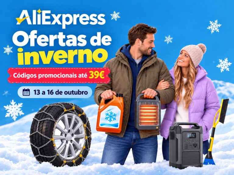 AliExpress Ofertas de inverno com códigos promocionais até 39€, válidos de 13 a 16 de outubro de 2026